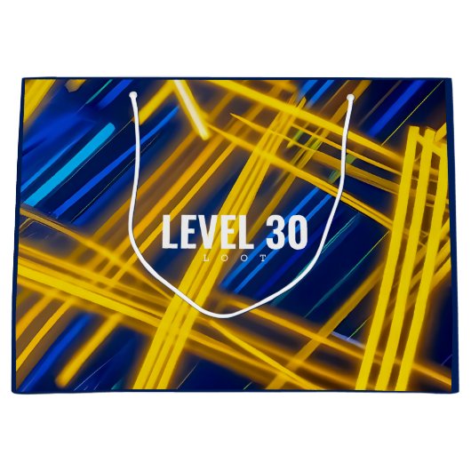 Intense Abstract Neon Synthwave Digital Cyber Große Geschenktüte (Vorderseite)