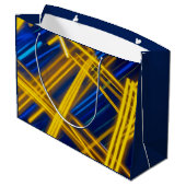 Intense Abstract Neon Synthwave Digital Cyber Große Geschenktüte (Rückseite Schrägansicht)