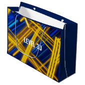 Intense Abstract Neon Synthwave Digital Cyber Große Geschenktüte (Vorderseite Schrägansicht)