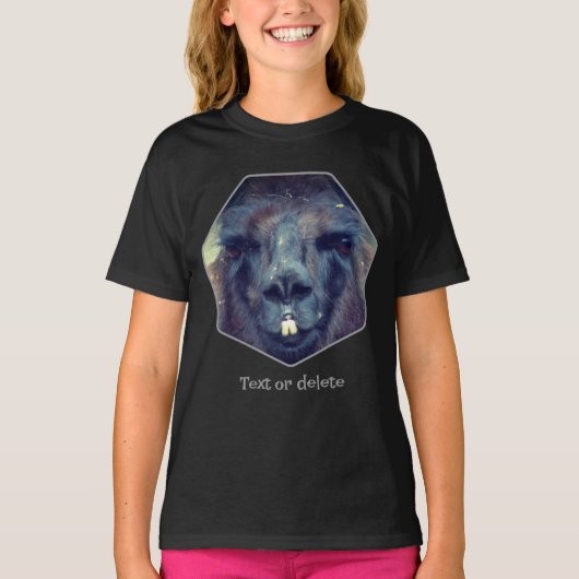 Intense Black Llama Face Close Up Personalized T-Shirt (Vorderseite)