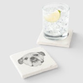 Intense bulldog stare in bold monochrome steinuntersetzer (Seitenansicht)