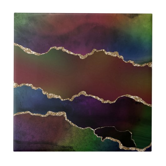 Intense Dark Agate | Moody Rainbow Jewel Tone Fliese (Vorderseite)