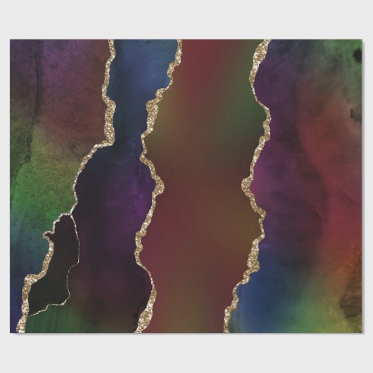Intense Dark Agate | Moody Rainbow Jewel Tone Geschenkpapier (Flach)