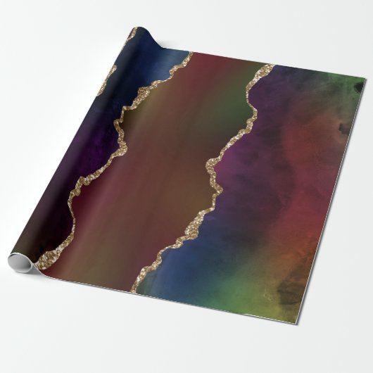 Intense Dark Agate | Moody Rainbow Jewel Tone Geschenkpapier (Ungerollt)