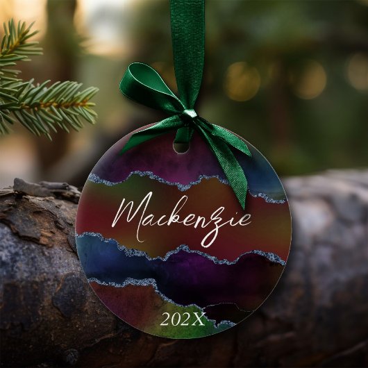 Intense Dark Agate | Moody Rainbow Jewel Tone Keramik Ornament