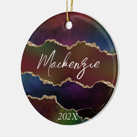 Intense Dark Agate | Moody Rainbow Jewel Tone Keramik Ornament (Links)