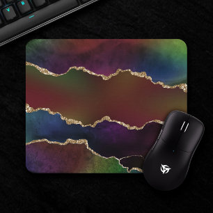 Intense Dark Agate Moody Rainbow Jewel Tone Mousepad
