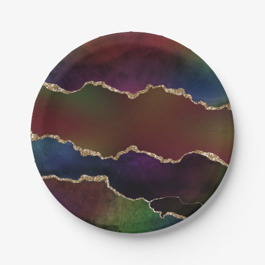 Intense Dark Agate | Moody Rainbow Jewel Tone Pappteller (Vorderseite)