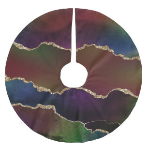 Intense Dark Agate Moody Rainbow Jewel Tone Polyester Weihnachtsbaumdecke