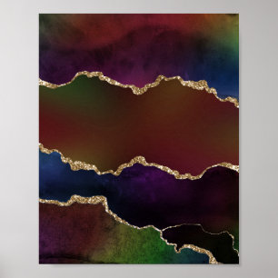 Intense Dark Agate   Moody Rainbow Jewel Tone Poster