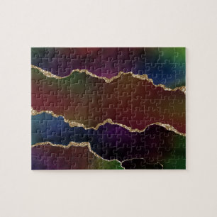 Intense Dark Agate   Moody Rainbow Jewel Tone Puzzle
