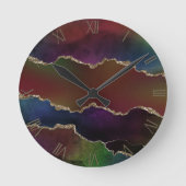 Intense Dark Agate | Moody Rainbow Jewel Tone Runde Wanduhr (Vorderseite)