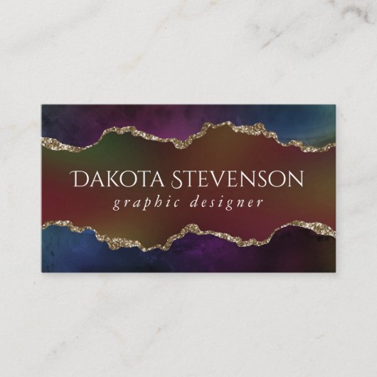 Intense Dark Agate | Moody Rainbow Jewel Tone Visitenkarte (Vorderseite)