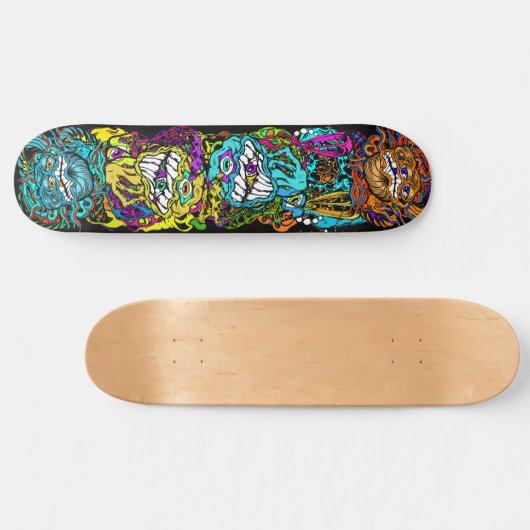 Intense Day Glo Psycho Loco Insane Graphics Skateboard (Horizontal)