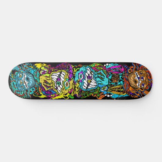 Intense Day Glo Psycho Loco Insane Graphics Skateboard (Horizontal)