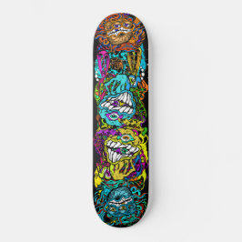 Intense Day Glo Psycho Loco Insane Graphics Skateboard