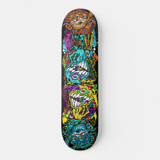 Intense Day Glo Psycho Loco Insane Graphics Skateboard (Vorderseite)
