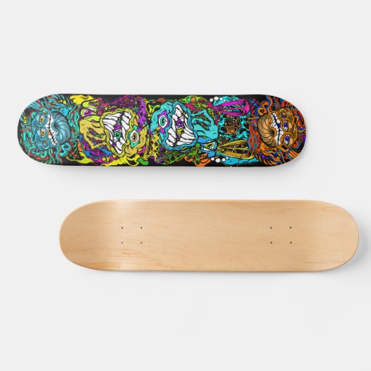 Intense Day Glo Psycho Loco Insane Graphics Skateboard (Horizontal)