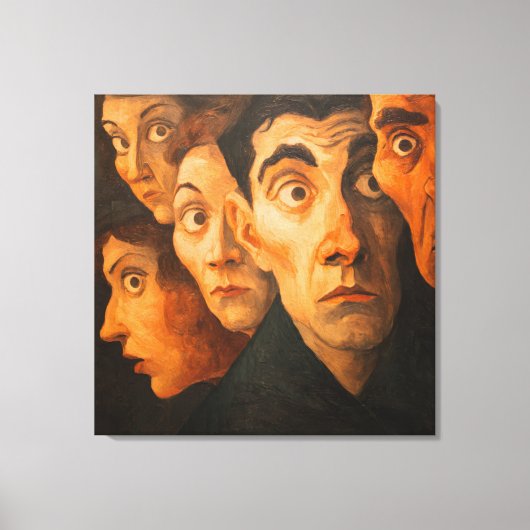 Intense Expressionist Portrait Fearful Faces Close Leinwanddruck (Vorderseite)