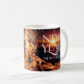 Intense Fire Sunset "New Year, New Vibes" Premium Kaffeetasse (VorderseiteRechts)