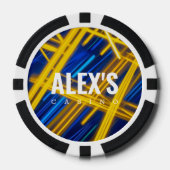 Intense Glowing Cyan Yellow Chaotic Tech Abstract Pokerchips (Vorderseite)