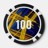 Intense Glowing Cyan Yellow Chaotic Tech Abstract Pokerchips (Rückseite)