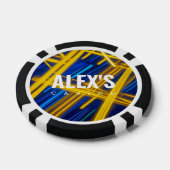 Intense Glowing Cyan Yellow Chaotic Tech Abstract Pokerchips (Einzeln)