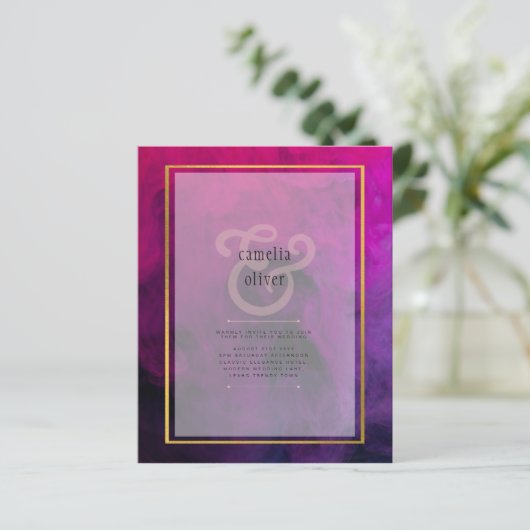Intense Magenta Plum Lila INK Wedding INVITE (Stehend Vorderseite)
