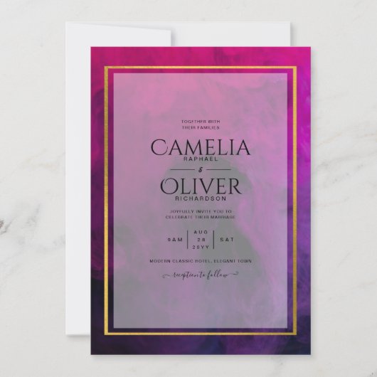 Intense Magenta Plum Lila INK Wedding INVITE Einladung (Vorderseite)