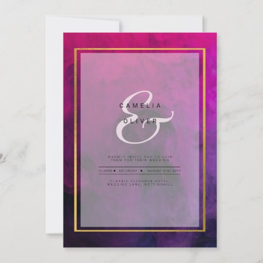 Intense Magenta Plum Lila INK Wedding INVITE Einladung (Vorderseite)