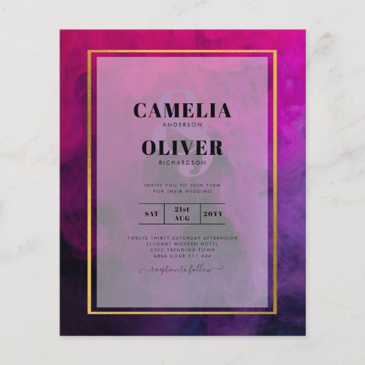Intense Magenta Plum Lila INK Wedding INVITE Flyer (Vorne)