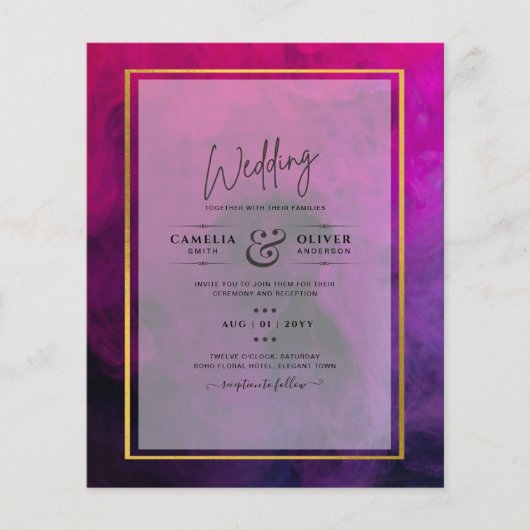 Intense Magenta Plum Lila INK Wedding INVITE Flyer (Vorne)