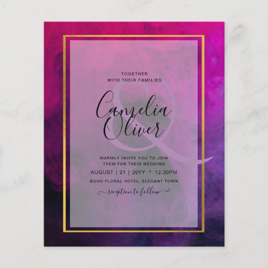 Intense Magenta Plum Lila INK Wedding INVITE Flyer (Vorne)