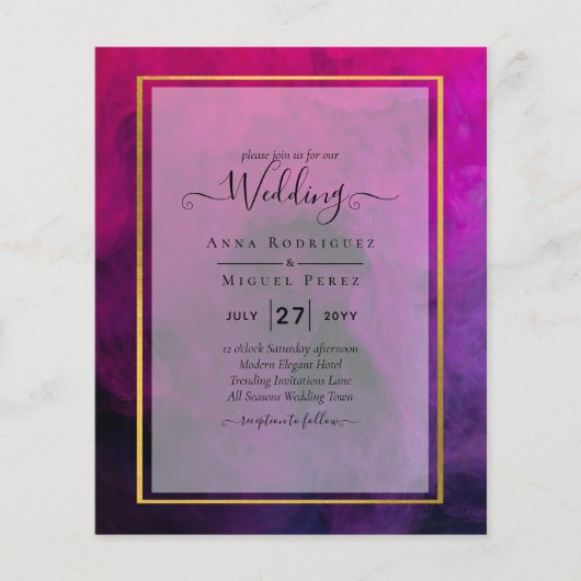 Intense Magenta Plum Lila INK Wedding INVITE Flyer (Vorne)