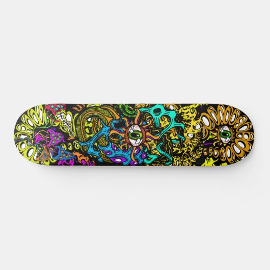 Intense Mushroom Eyeball Halluzinationen Grafik Skateboard (Horizontal)