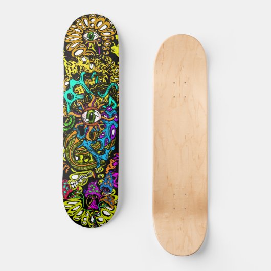 Intense Mushroom Eyeball Halluzinationen Grafik Skateboard (Vorderseite)