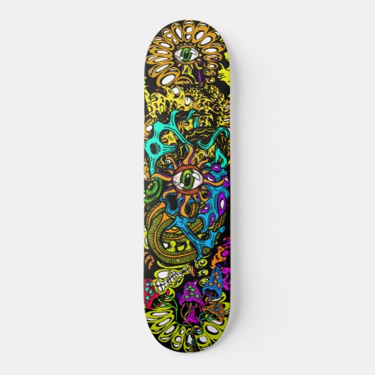 Intense Mushroom Eyeball Halluzinationen Grafik Skateboard (Vorderseite)