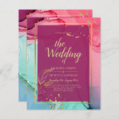 Intense PINK Türkis GOLD WEDD Alkohol Tinte (Vorne/Hinten)