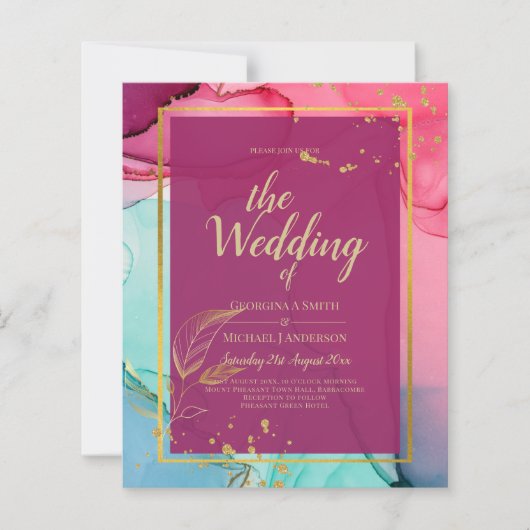 Intense PINK Türkis GOLD WEDD Alkohol Tinte (Vorderseite)