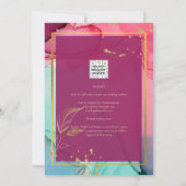 Intense PINK Türkis GOLD WEDD Alkohol Tinte Einladung (Rückseite)