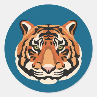 Intense Tiger Eyes the Powerful Big Cat Runder Aufkleber
