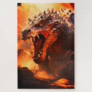 Intenses Lava-Drachenporträt Puzzle
