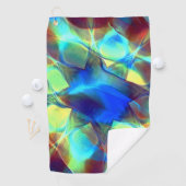 Intensive blaue digitale Blume im Kontrast zu brau Golfhandtuch (Insitu)