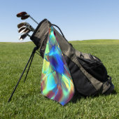 Intensive blaue digitale Blume im Kontrast zu brau Golfhandtuch (Gras)