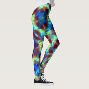 Intensive blaue digitale Blume im Kontrast zu brau Leggings