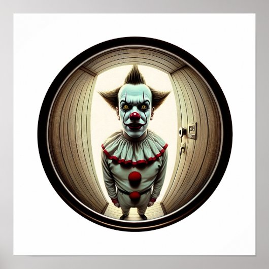 Intensive Clowns durch die Tür | Fisheye Poster (Vorne)