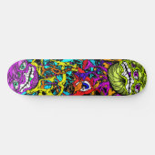 Intensive Day Glo Art Psycho Crazy Insane Graphics Skateboard (Horizontal)