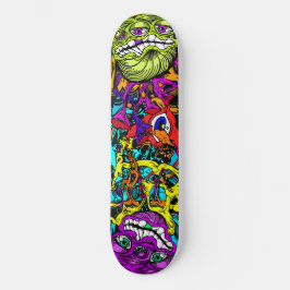 Intensive Day Glo Art Psycho Crazy Insane Graphics Skateboard