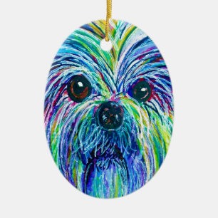 Intensive Farben Shih Tzu Keramik Ornament
