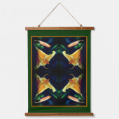 Intensive Gelblilie Blume Mirror Abstrakt Wandteppich Mit Holzrahmen (Vorderseite)